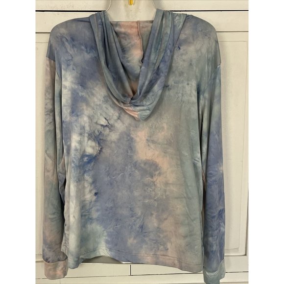 WallFlower Hoodie Top tie-dye Large Stretchy Blue Purple Pink Lightweight - Picture 3 of 5